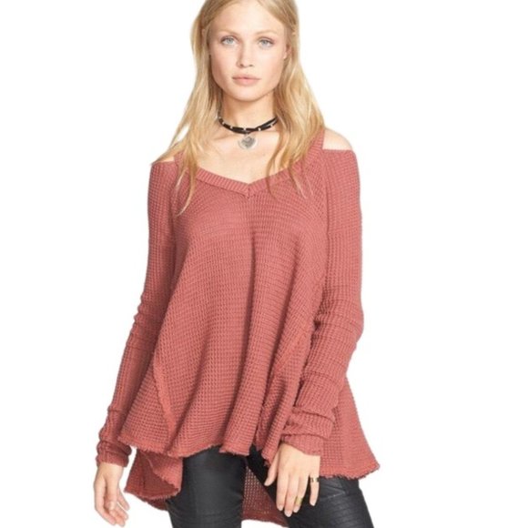 Free People Sweaters - Free People Moonshine Sweater Cold Shoulders VNeck Cotton